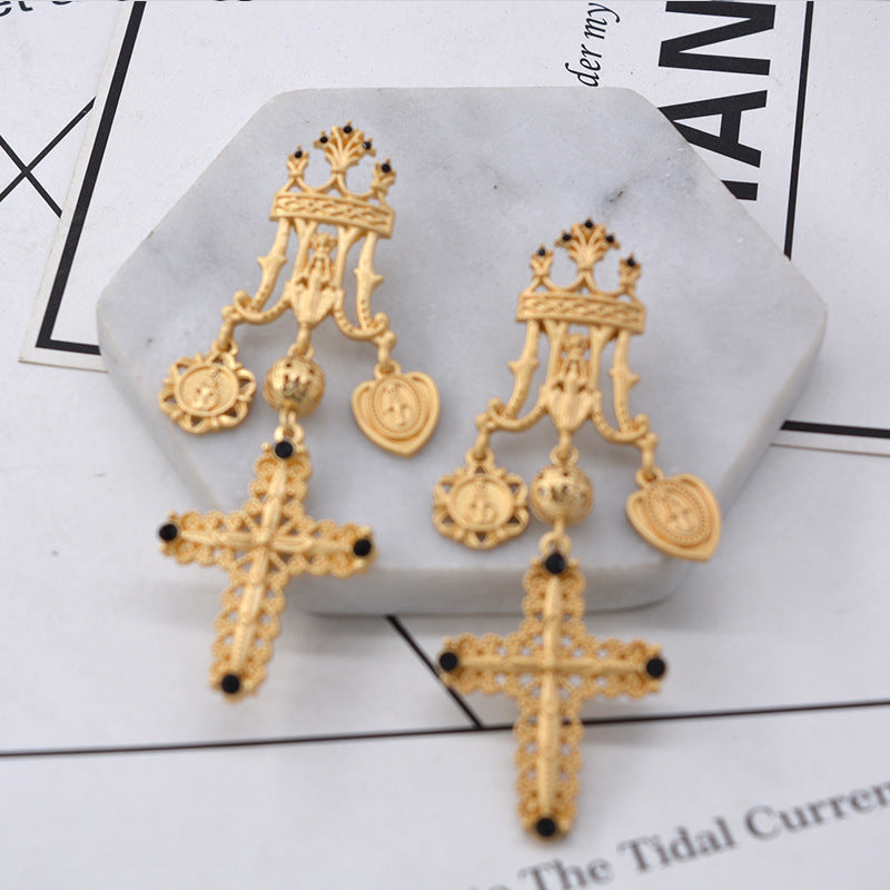 Women's Fashion Cross Cutout Exaggerated Earrings-Jewearrings