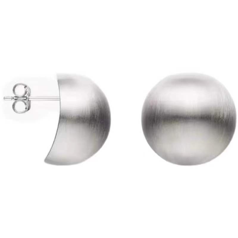 Brushed Ball Earrings S925 Silver Fashion Versatile Light Luxury-Jewearrings