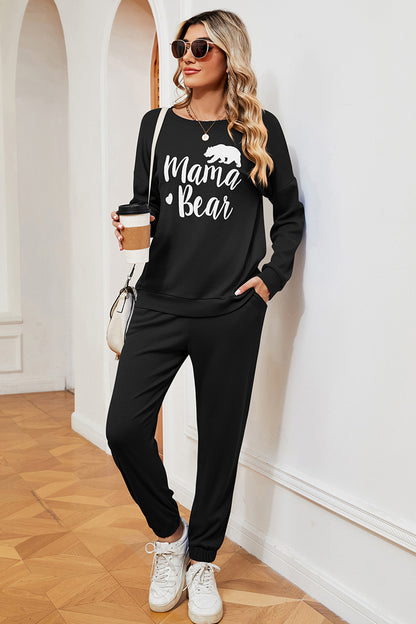 MAMA BEAR Graphic Sweatshirt and Sweatpants Set-Jewearrings