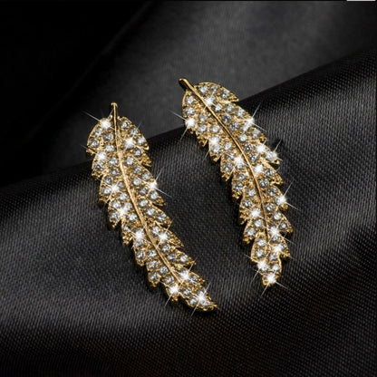 Zircon gold and silver leaf earrings Korean fashion ladies-Jewearrings