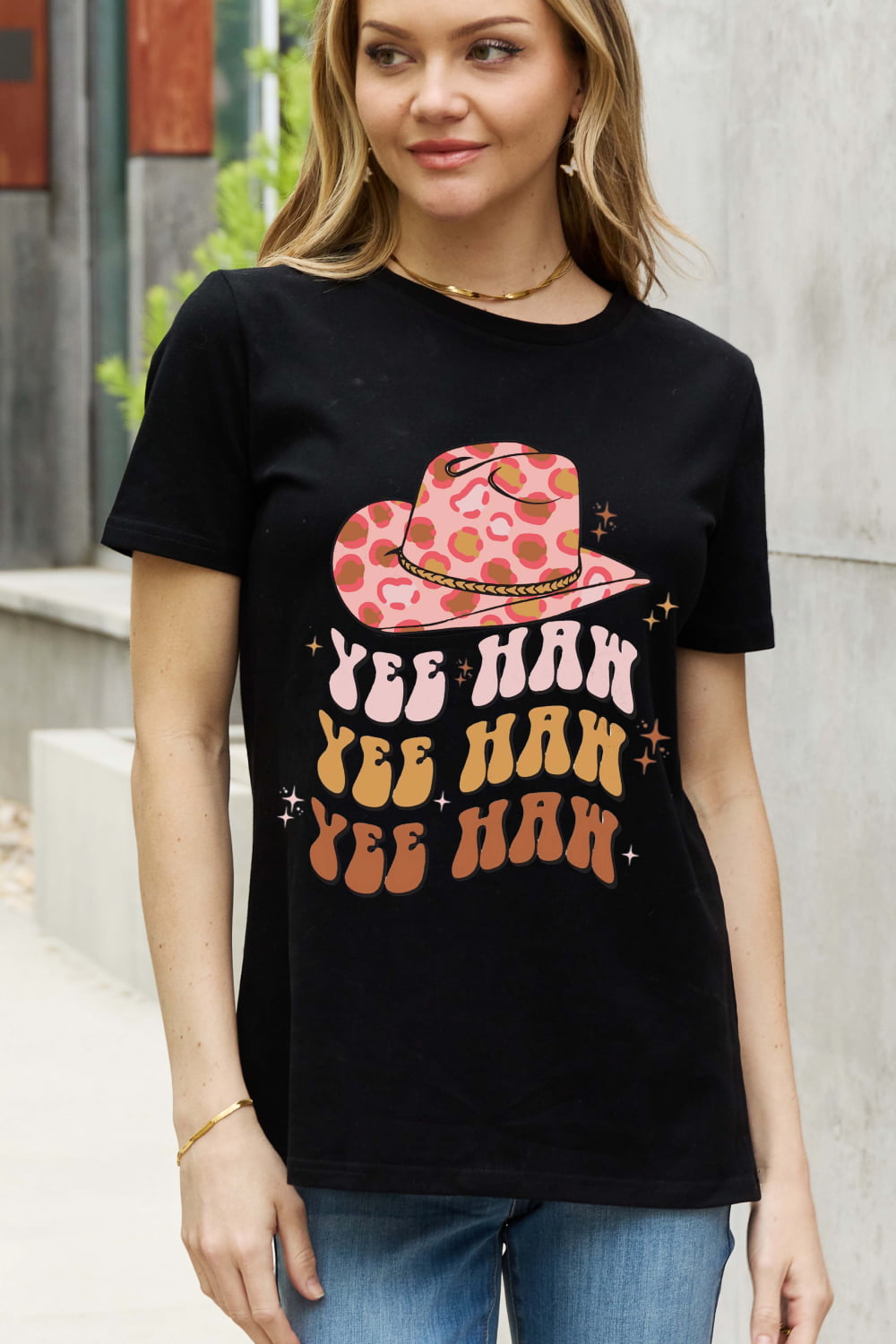 Simply Love Simply Love Full Size YEE HAH YEE HAH YEE HAH Graphic Cotton Tee-Jewearrings