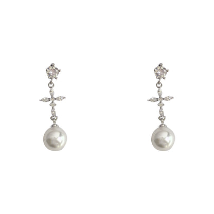 Micro-set Zircon Pearl Earrings Exquisite-Jewearrings