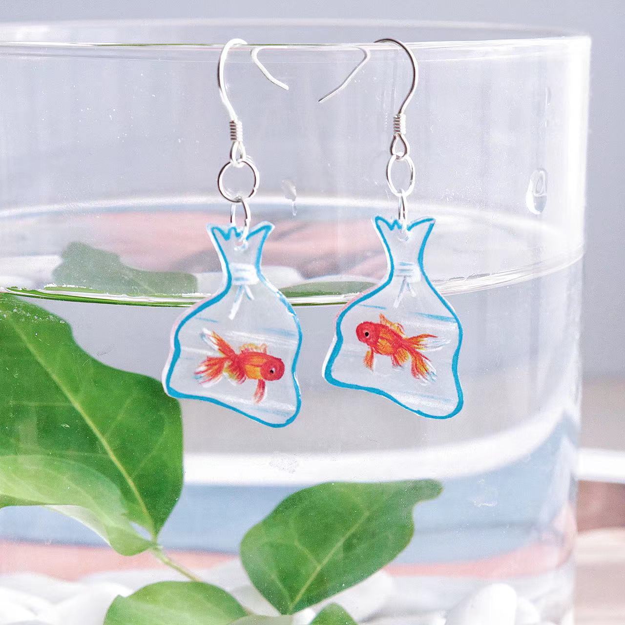 Pocket Goldfish Sterling Silver Earrings Non-piercing Ear Clip-Jewearrings