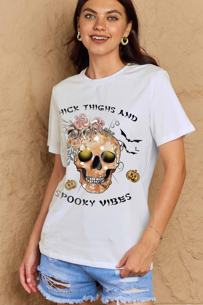 Simply Love Full Size THICK THIGHS AND SPOOKY VIBES Graphic Cotton T-Shirt-Jewearrings