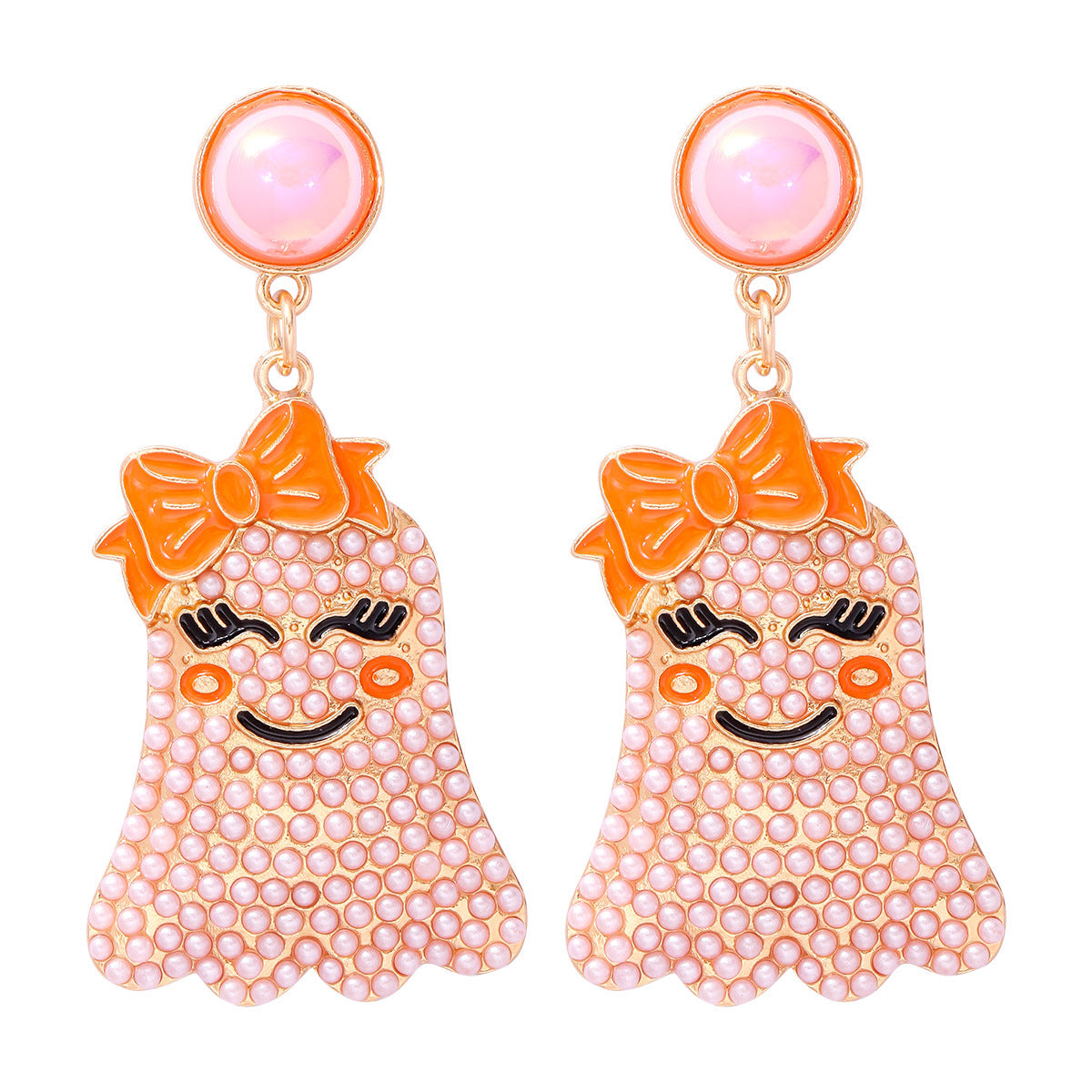 Little Ghost Pearl Personalized Earrings Halloween Ghost Festival-Jewearrings