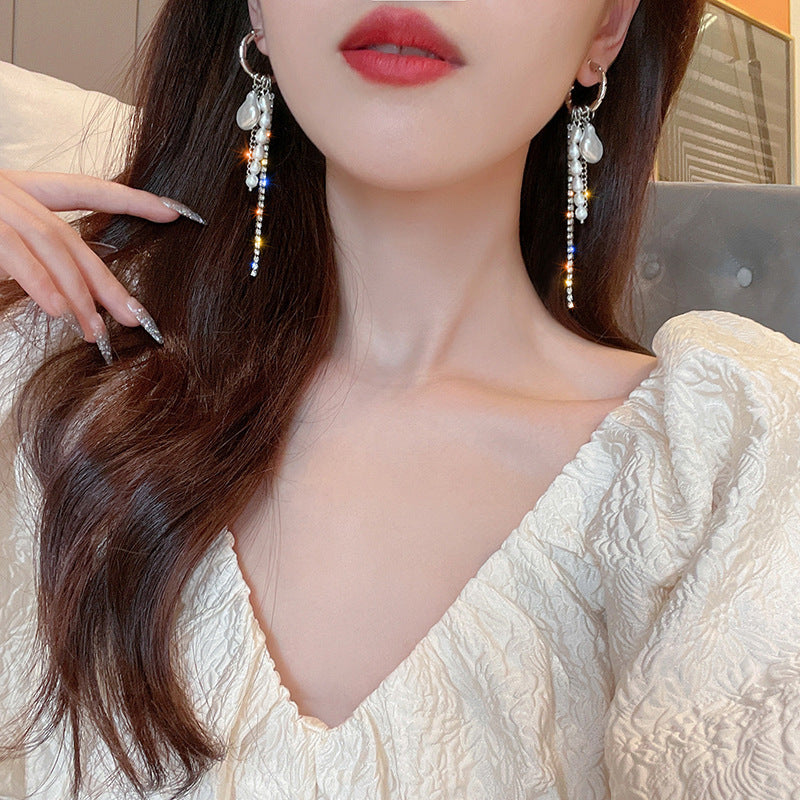 Irregular Freshwater Pearl Tassel Earrings-Jewearrings