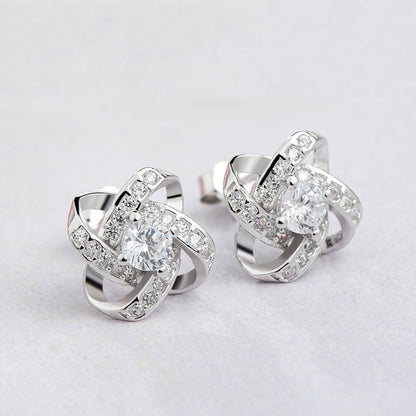 Silver Clover Stud Earrings Solid Color-Jewearrings