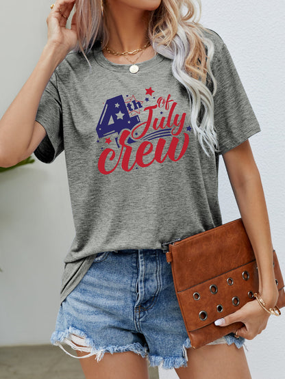 4th OF JULY Graphic Round Neck Tee-Jewearrings