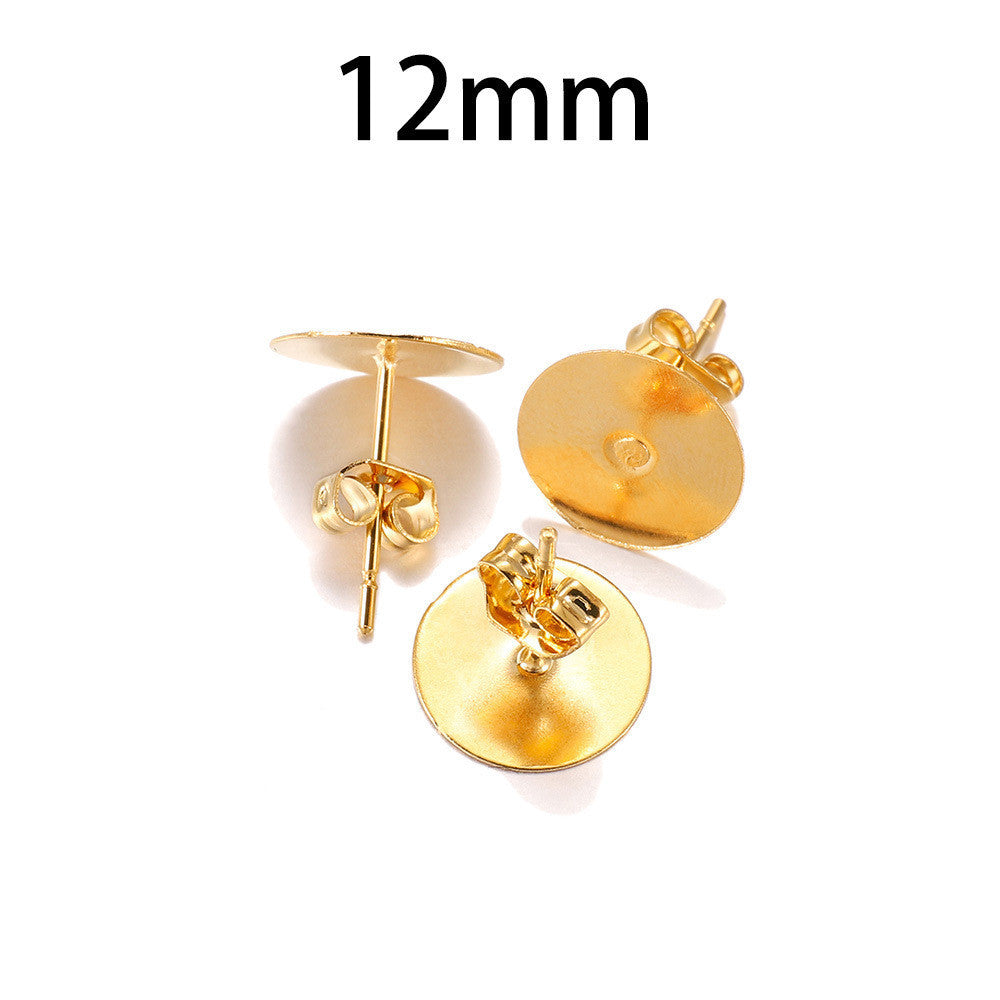 Stainless Steel Studs Flat Disc Stud Holder Auricular Needle Set DIY Earrings-Jewearrings