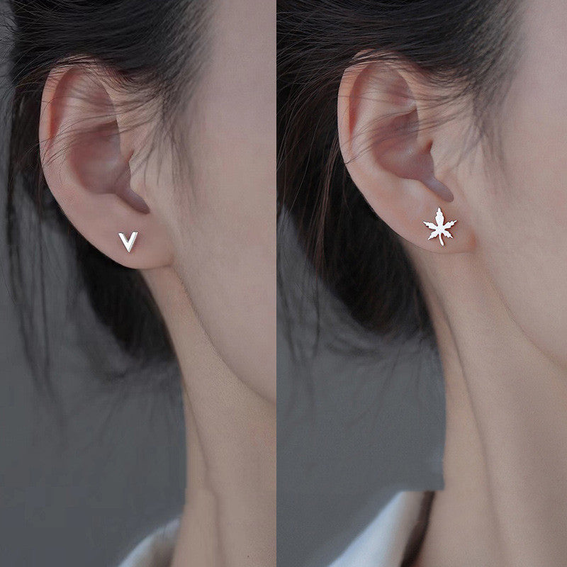 Women's Fashionable Simple Pure Silver Stud Earrings-Jewearrings