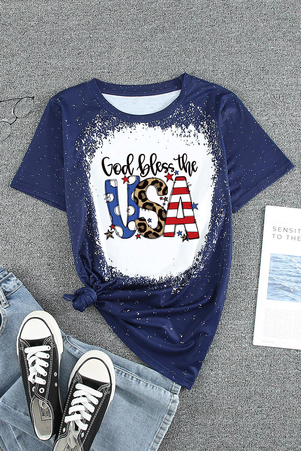 GOD BLESS THE USA Printed Tee Shirt-Jewearrings