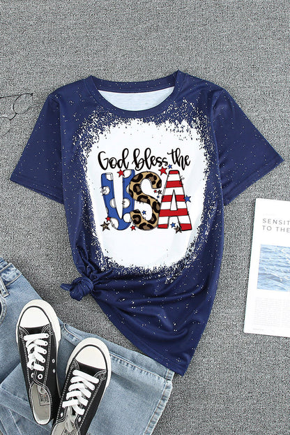 GOD BLESS THE USA Printed Tee Shirt-Jewearrings