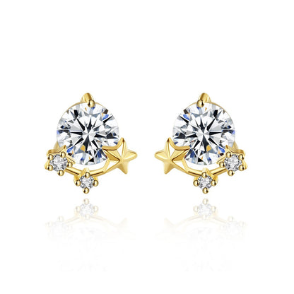 Simple 925 Silver Inlaid Crystal Zircon Stud Earrings-Jewearrings