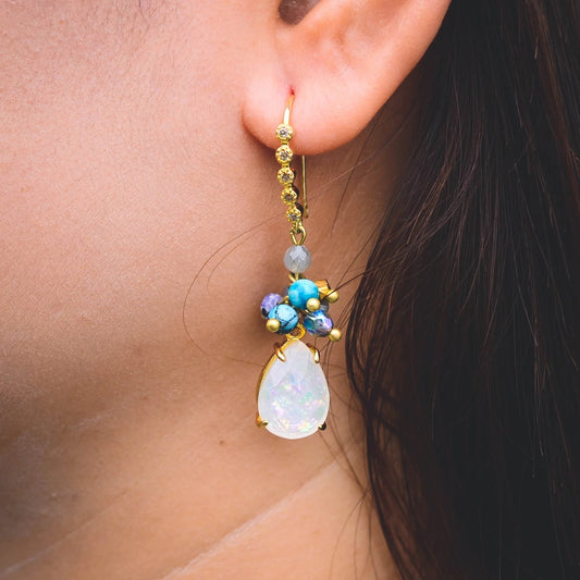 European And American Popular Accessories Drop-shaped Opal Earrings Fashion Natural Stone-Jewearrings