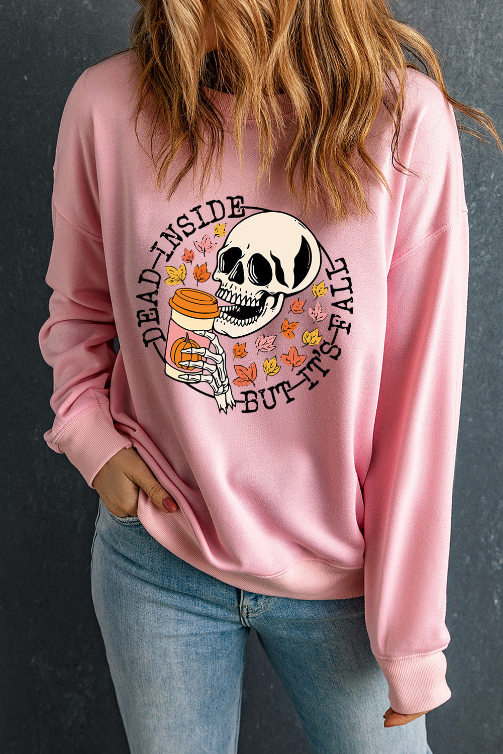 Skull Graphic Dropped Shoulder Sweatshirt-Jewearrings