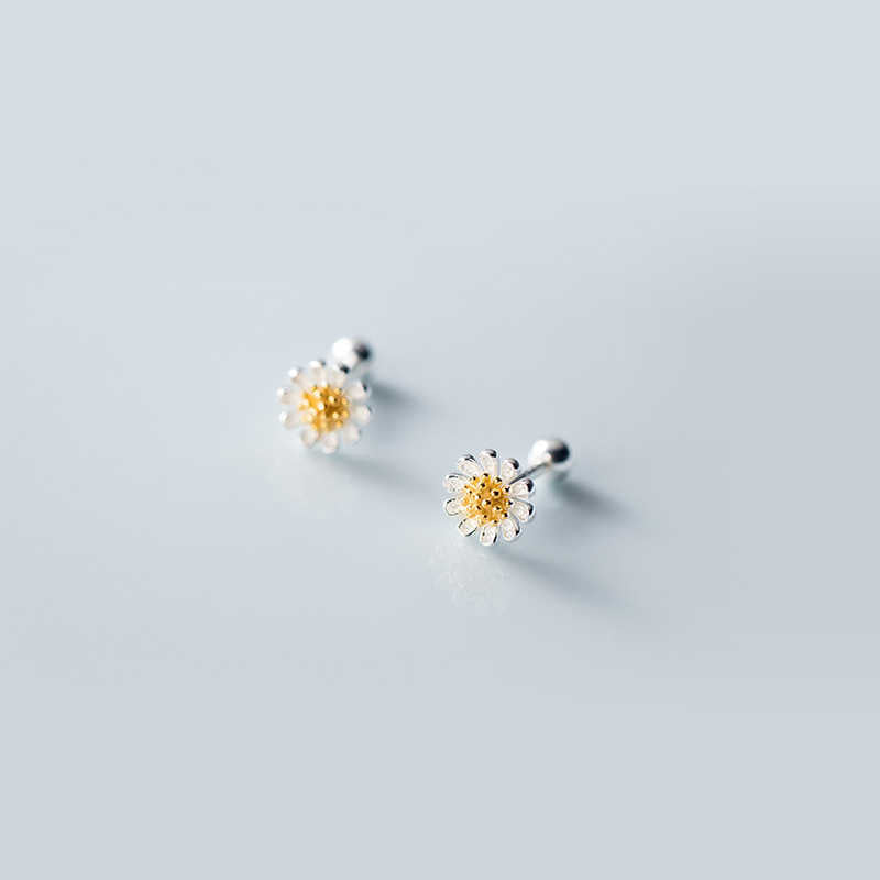 S925 Silver Daisy Flower Earrings Female Sweet And Simple-Jewearrings