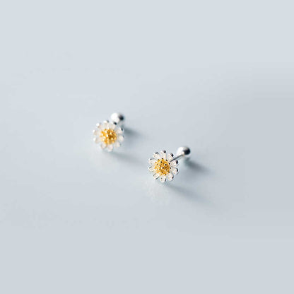 S925 Silver Daisy Flower Earrings Female Sweet And Simple-Jewearrings