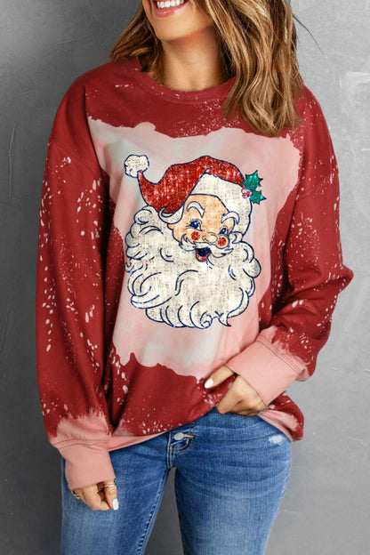 Christmas Tie Dye Print Crew Neck Sweatshirt-Jewearrings