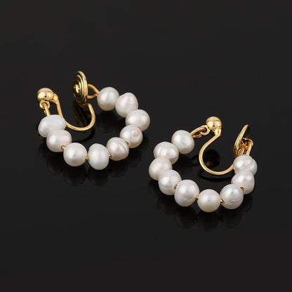 Women's Simple Freshwater Pearl Beaded Earrings-Jewearrings