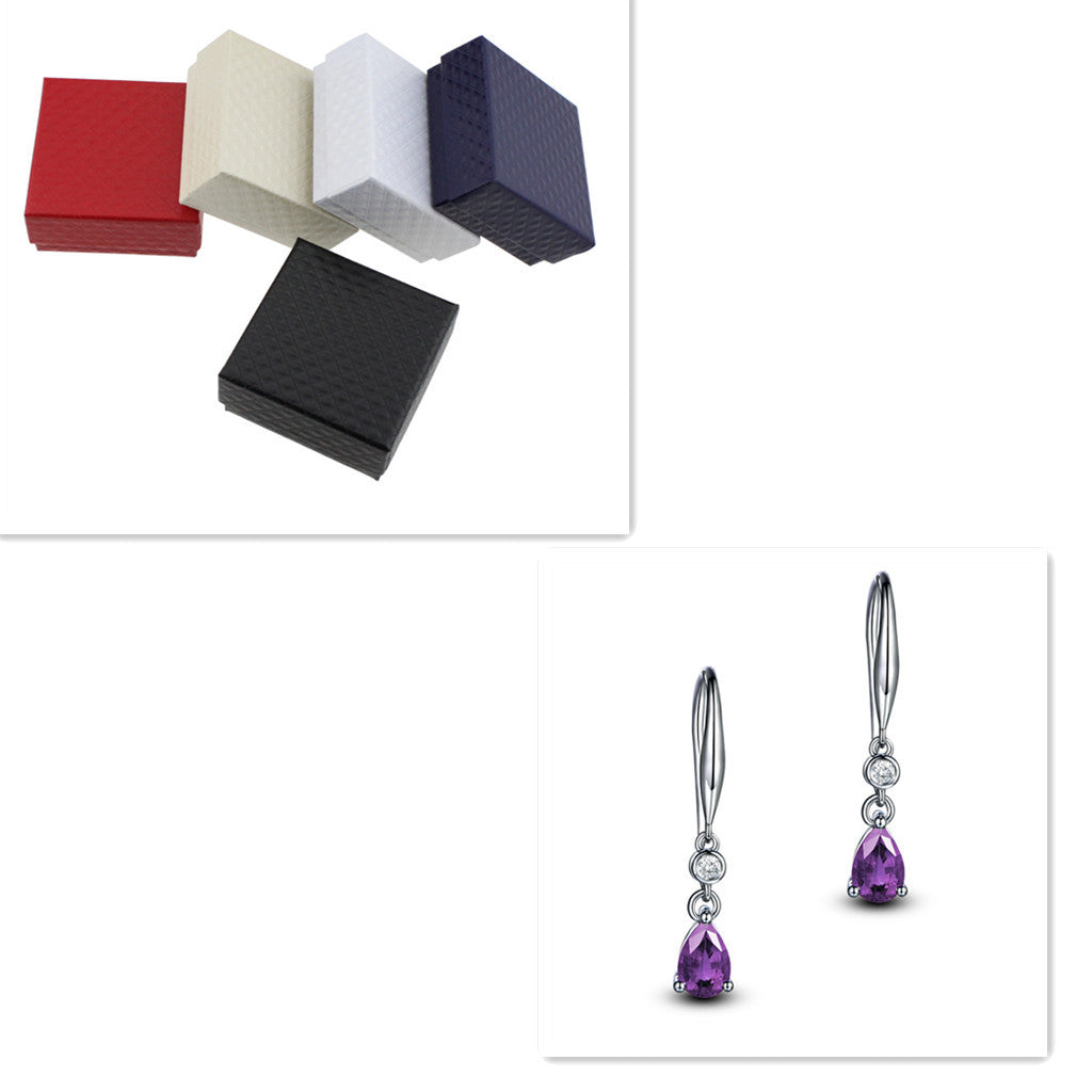 White gold-plated colored imitation sapphire earrings-Jewearrings