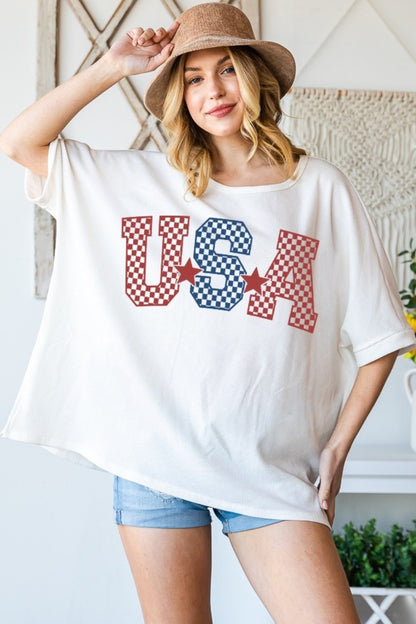 HOPELY USA Graphic Round Neck T-Shirt-Jewearrings