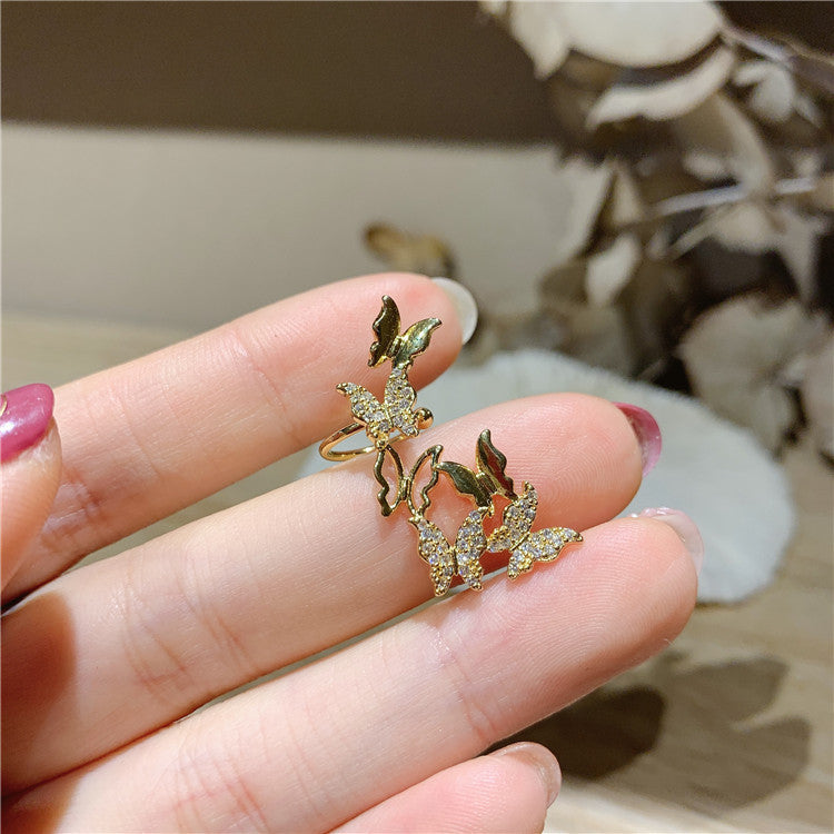 Ear Clip One Fairy Butterfly Shape Temperament Super Fairy Earrings High Sense Earrings-Jewearrings