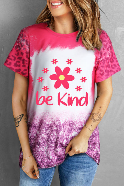 BE KIND Flower Graphic Leopard Tee-Jewearrings