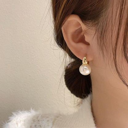 Large Pearl Earrings Simple Double-sided Ear Clip-Jewearrings