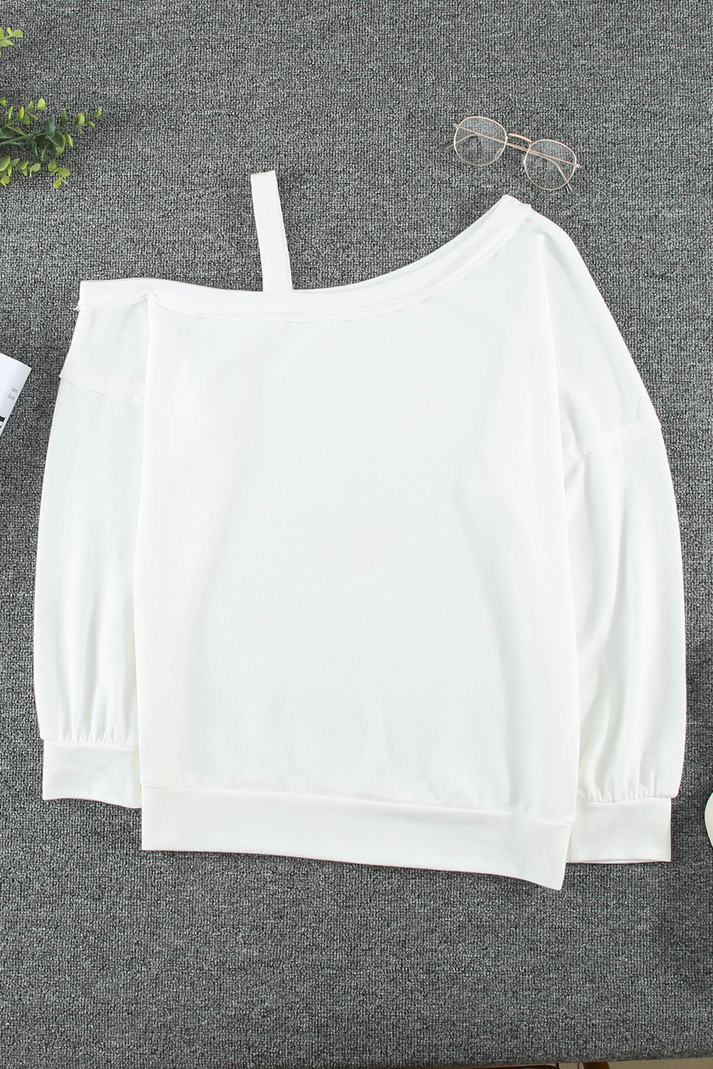 Asymmetrical Neck Long Sleeve T-Shirt-Jewearrings