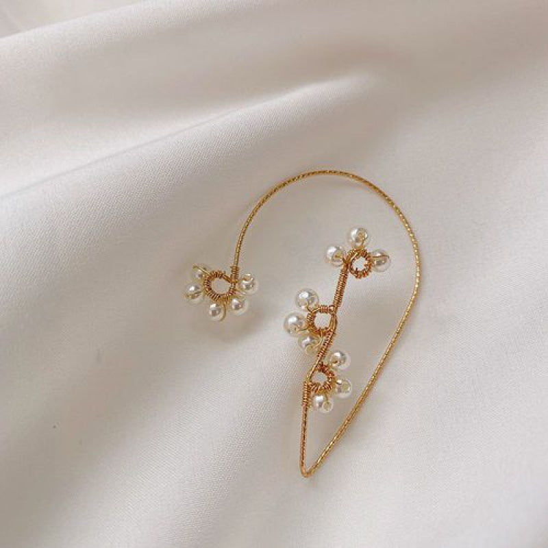 New Summer Fashion Net Celebrity Cold Wind Braided Pearl Earrings-Jewearrings