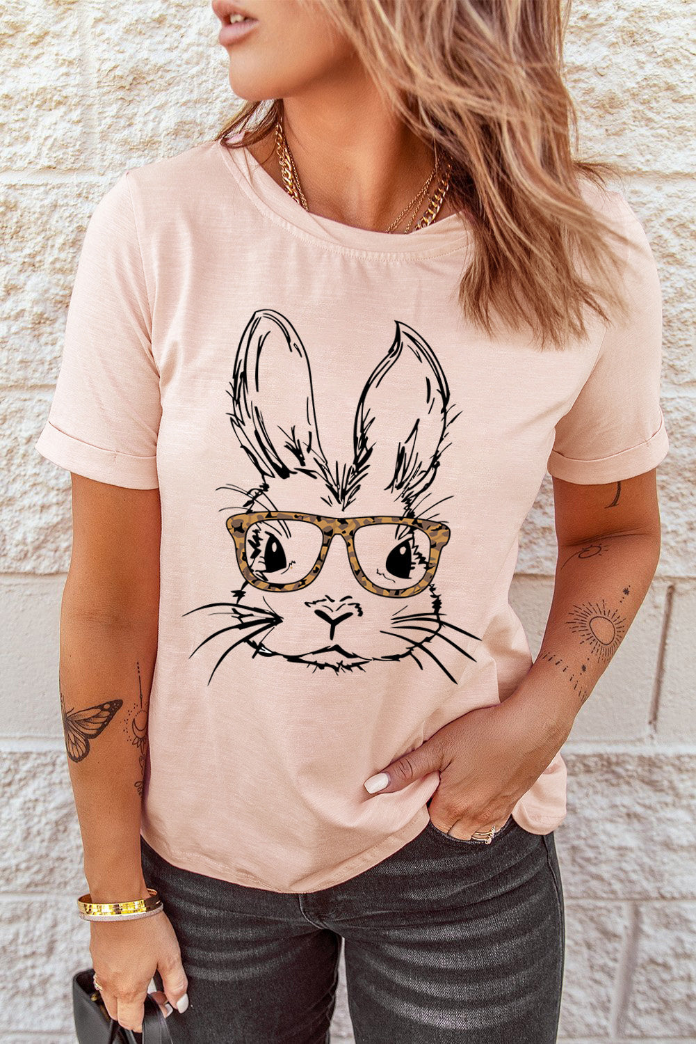 Easter Bunny Graphic Short Sleeve Tee-Jewearrings