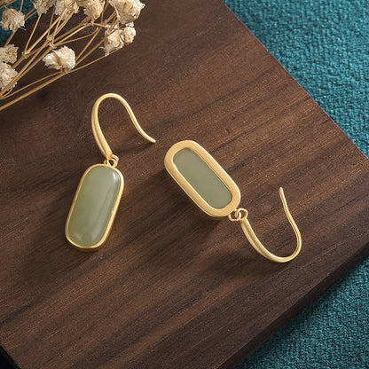 Women's Earrings Antique Gold-plated Imitation Hetian Jade Vintage-Jewearrings