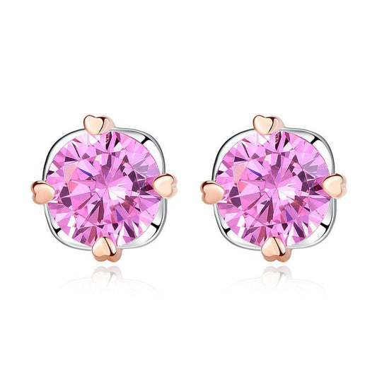 3A Grade Zircon Fashion Simple Double Gold Earrings-Jewearrings