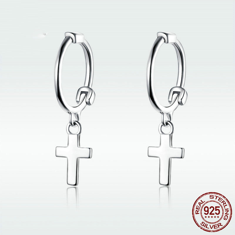 Cross Fashion 925 Sterling Silver Fashion Platinum-plated Earrings-Jewearrings