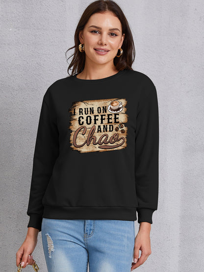 Letter Graphic Round Neck Sweatshirt-Jewearrings