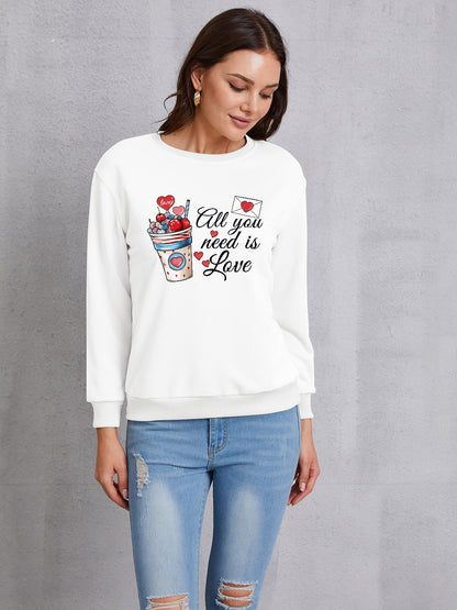 ALL YOU NEED IS LOVE Round Neck Sweatshirt-Jewearrings