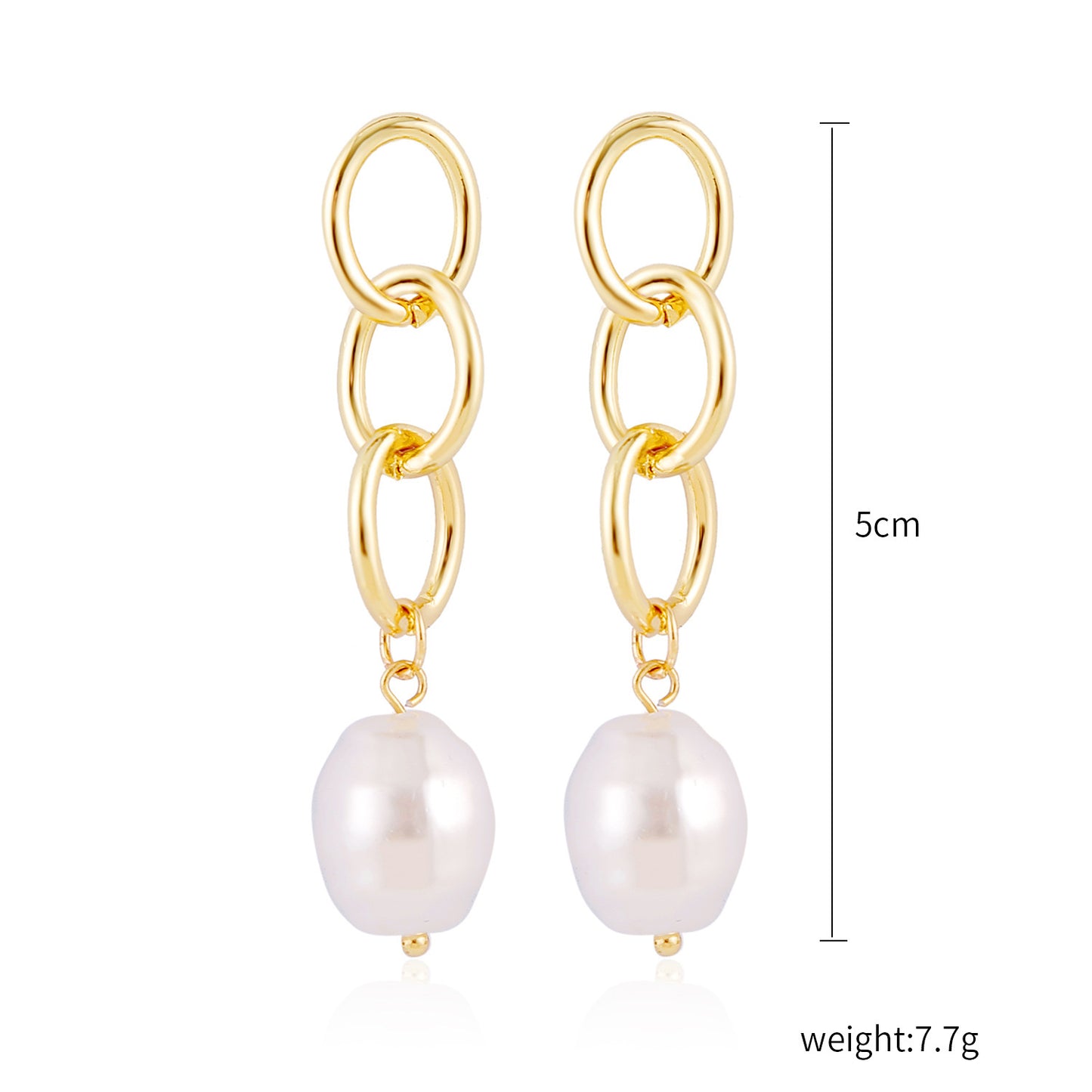 Simple Retro Metal Chain Pearl Earrings-Jewearrings