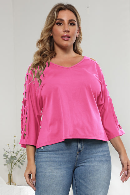 3/4 Sleeve Cutout Detail Top-Jewearrings