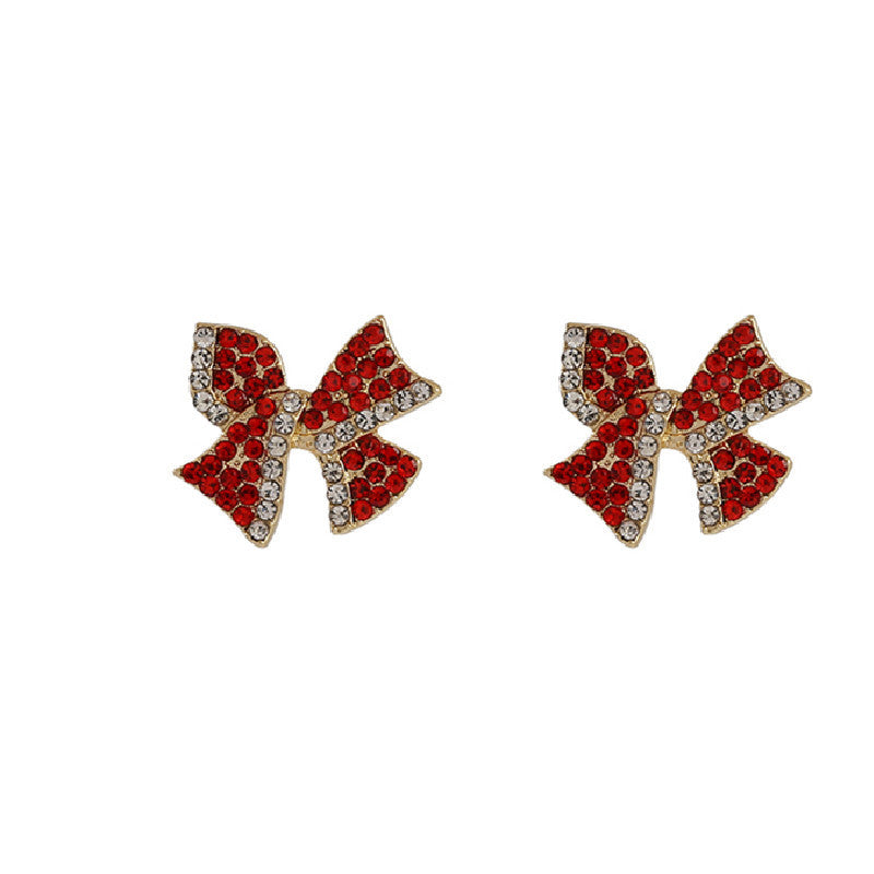 Red Super Flash Bow Stud Earrings Compact-Jewearrings