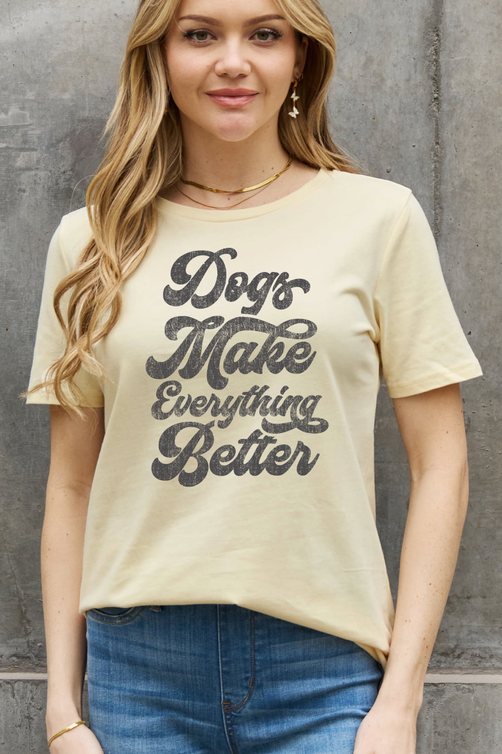 Simply Love Full Size DOGS MAKE EVERTHING BETTER Graphic Cotton Tee-Jewearrings