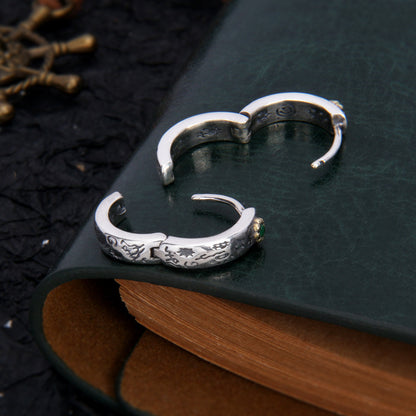 S925 Sterling Silver Letter Graffiti Ins Hip Hop Rock Earrings-Jewearrings