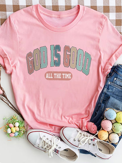 GOD IS GOOD ALL THE TIME Round Neck T-Shirt-Jewearrings