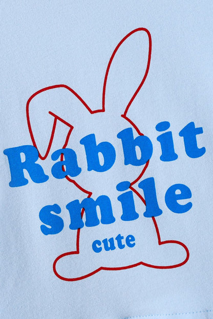 RABBIT SMILE CUTE Graphic Tee and Shorts Set-Jewearrings