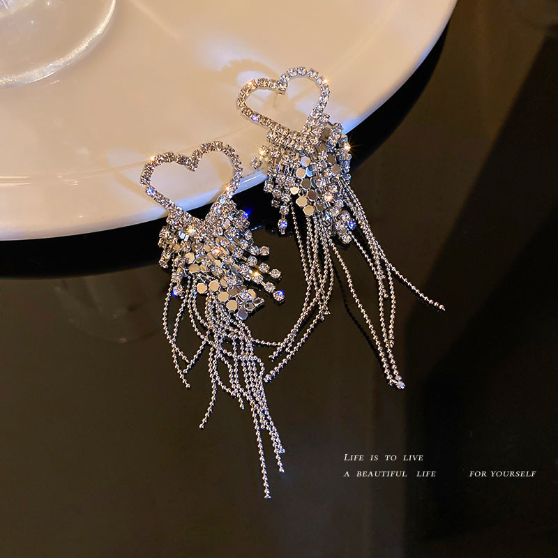 925 Silver Needle Earrings With Diamonds In Europe And America-Jewearrings