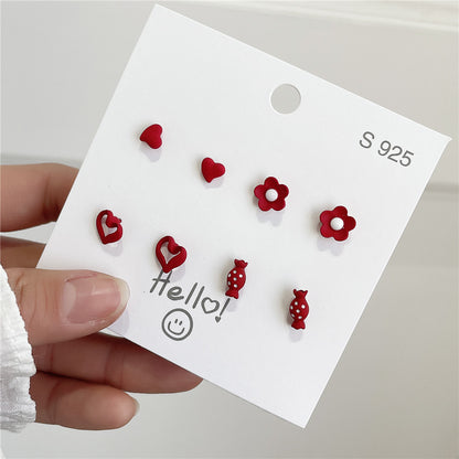 Women's Cute Sweet Sterling Silver Needle Stud Earrings-Jewearrings