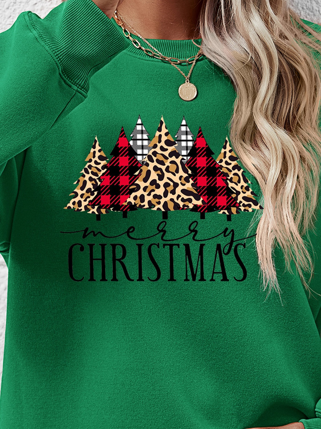 MERRY CHRISTMAS Round Neck Long Sleeve Sweatshirt-Jewearrings