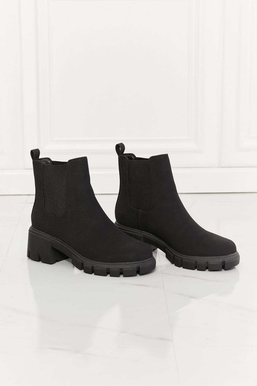 MMShoes Work For It Matte Lug Sole Chelsea Boots in Black-Jewearrings