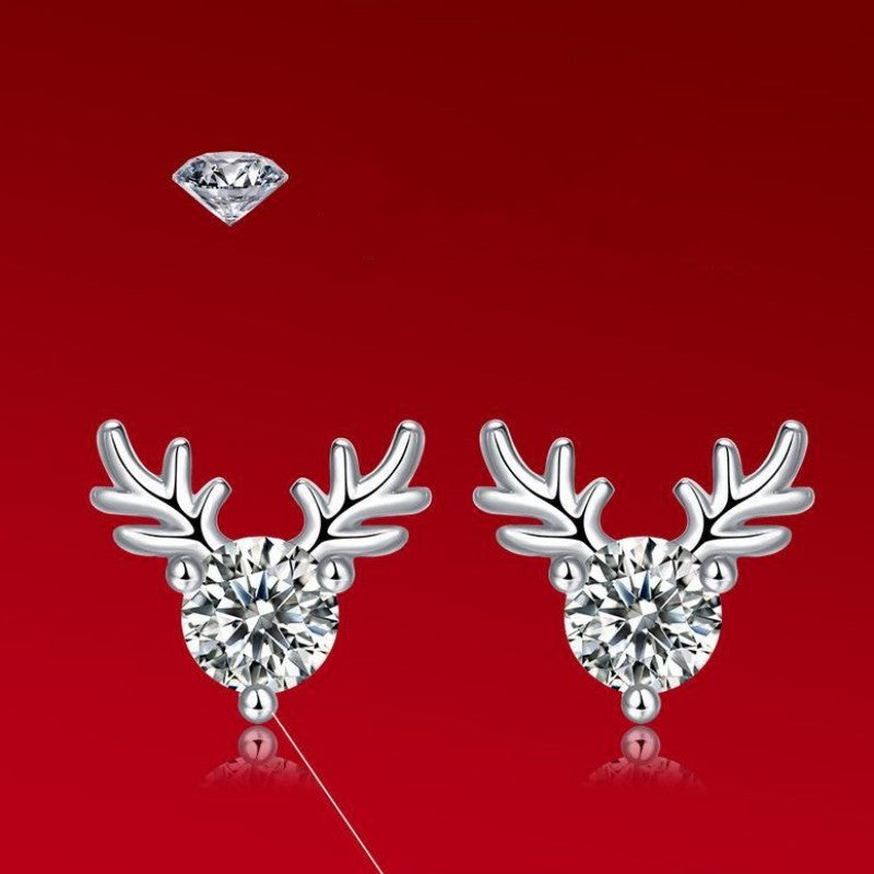 Moissanite One Deer Has Your Ear Studs 925 Silver Earrings Earring Silver Accessories Wholesale-Jewearrings