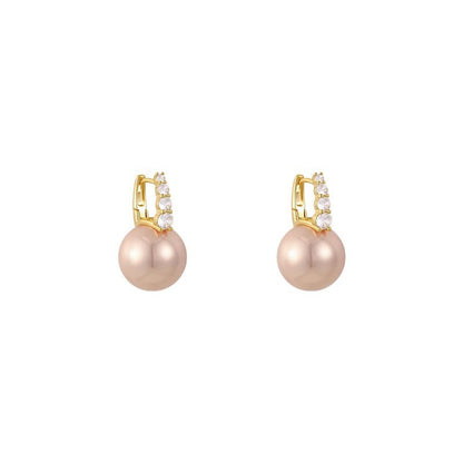 Micro Inlaid Zircon Pearl Earrings-Jewearrings