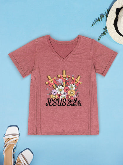 JESUS IS THE ANSWER V-Neck T-Shirt-Jewearrings